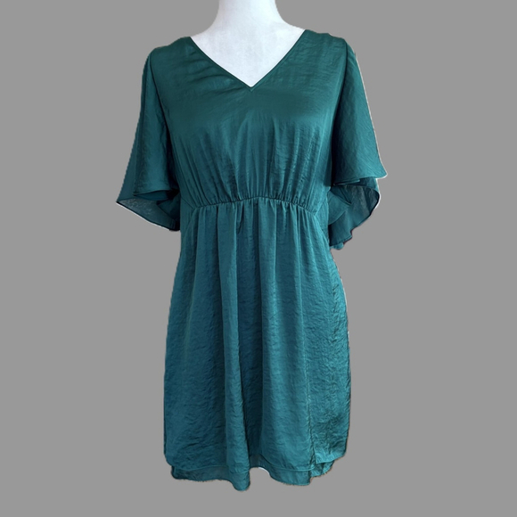 Anthropologie Dresses & Skirts - Anthropologie Maeve Teal Satin Mini Dress Medium